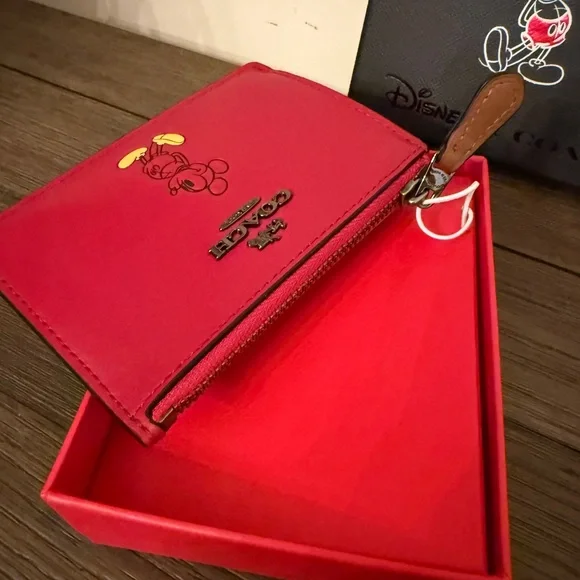 Coach Red Mickey Mouse Key & Card Holder - Picture 2 of 4